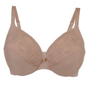 Glamorise 32C ELEGANCE Bra (UNDERWIRED) Embroidered (SMOOTHING) TAUPE NEW